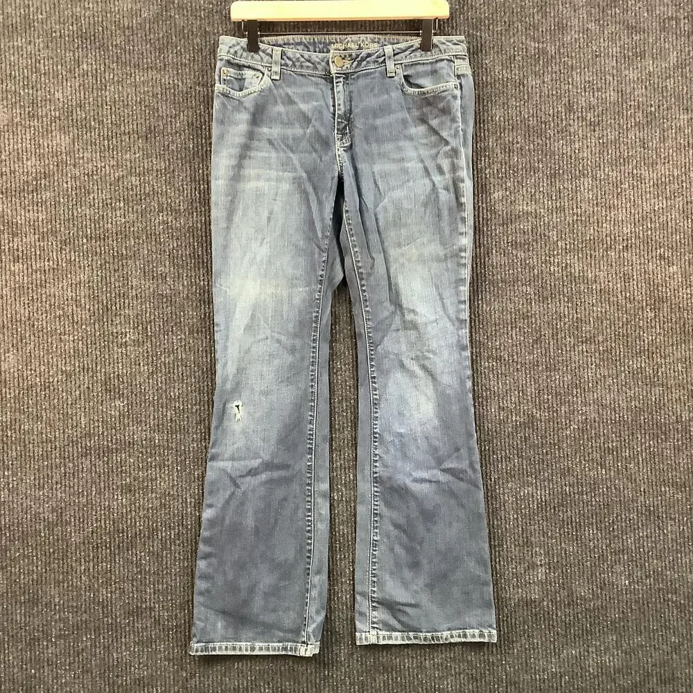 Michael Kors Jeans Womens 8 Short Blue Bootcut Stretch Denim Zip Fly Pockets